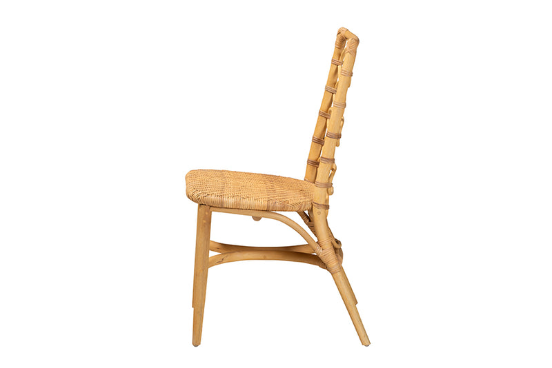 Flora Modern Bohemian Natural Rattan Dining Chair