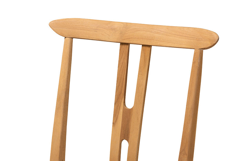 Wanda Natural Brown Teak Wood and Seagrass 2Pc Dining Chair Set Baxton