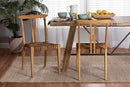 Wanda Natural Brown Teak Wood and Seagrass 2Pc Dining Chair Set Baxton