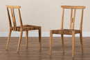 Wanda Natural Brown Teak Wood and Seagrass 2Pc Dining Chair Set Baxton