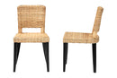 Caramay Dark Brown and Natural Rattan 2Pc Dining Chair Set Baxton