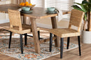 Caramay Dark Brown and Natural Rattan 2Pc Dining Chair Set Baxton