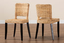 Caramay Dark Brown and Natural Rattan 2Pc Dining Chair Set Baxton