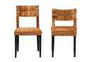 Powers Dark Brown and Natural Rattan 2Pc Dining Chair Set Baxton