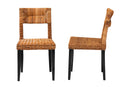 Powers Dark Brown and Natural Rattan 2Pc Dining Chair Set Baxton