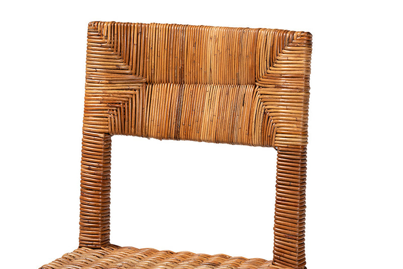 Powers Dark Brown and Natural Rattan 2Pc Dining Chair Set Baxton