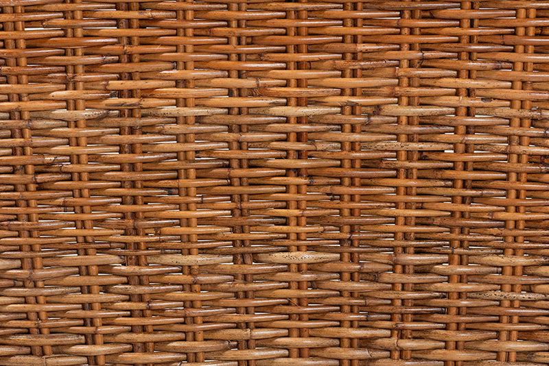 Powers Dark Brown and Natural Rattan 2Pc Dining Chair Set Baxton