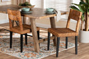 Powers Dark Brown and Natural Rattan 2Pc Dining Chair Set Baxton