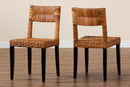 Powers Dark Brown and Natural Rattan 2Pc Dining Chair Set Baxton