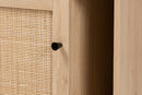 Cosma Light Brown and Black 1-Door Cabinet w/Woven Rattan Accent Baxton