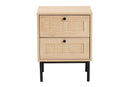 Cosma Light Brown and Black 2-Drawer End Table w/Woven Rattan Accent Baxton