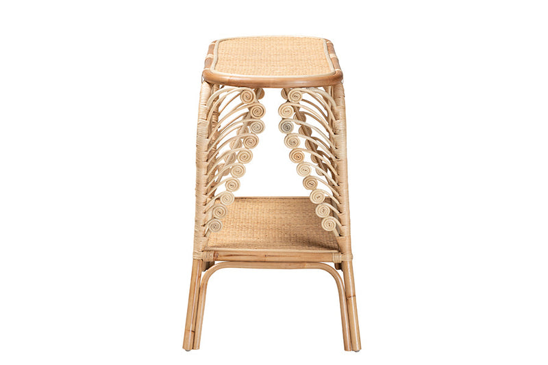Lisa Natural Brown Rattan 2-Tier Console Table Baxton
