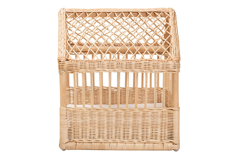 Savino Natural Brown Rattan Pet Bed Baxton