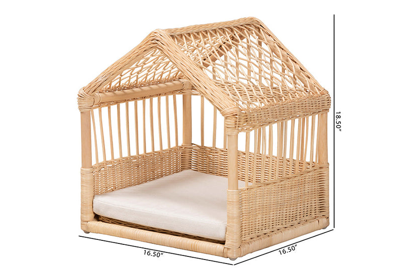 Savino Natural Brown Rattan Pet Bed Baxton