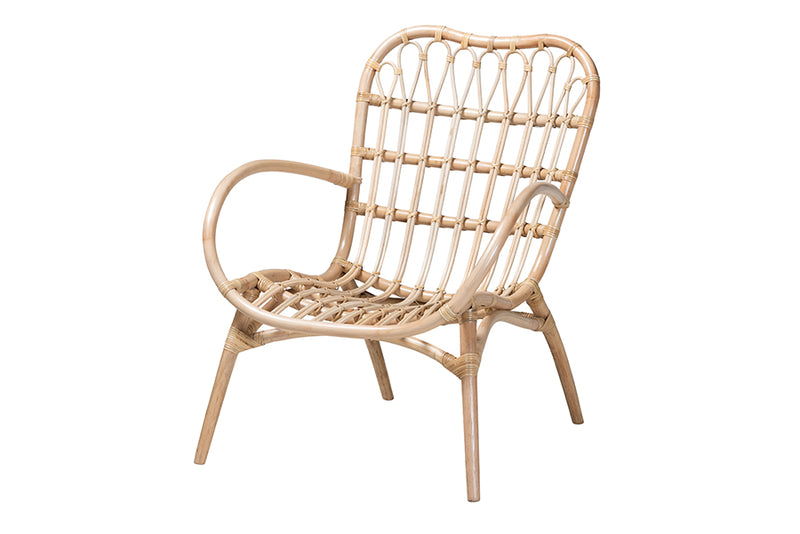 Imogene Modern Bohemian Natural Brown Rattan Arm Chair