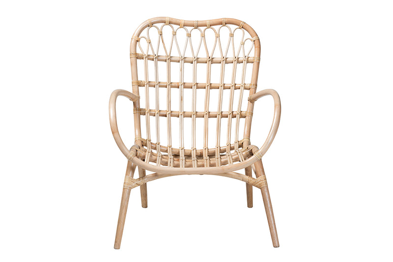 Imogene Modern Bohemian Natural Brown Rattan Arm Chair