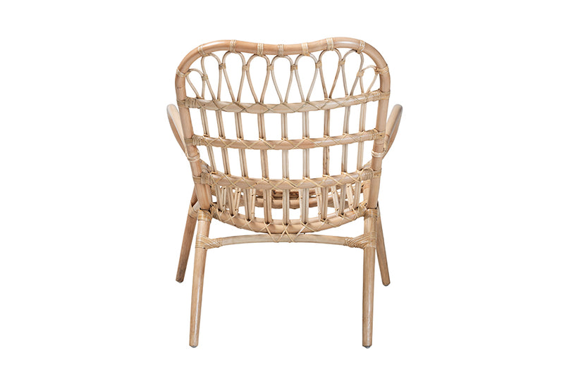 Imogene Modern Bohemian Natural Brown Rattan Arm Chair