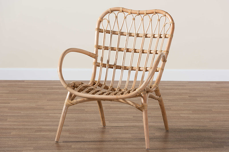 Imogene Modern Bohemian Natural Brown Rattan Arm Chair