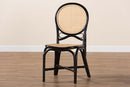 Denver Two-Tone Black and Natural Brown Rattan Dining Chair Baxton