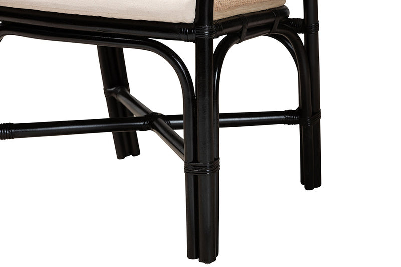 Fariat Two-Tone Black and Natural Brown Rattan 2Pc Dining Chair Set Baxton