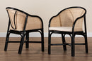Fariat Two-Tone Black and Natural Brown Rattan 2Pc Dining Chair Set Baxton