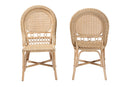 Adams Natural Brown Rattan 2Pc Dining Chair Set Baxton