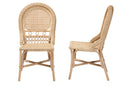 Adams Natural Brown Rattan 2Pc Dining Chair Set Baxton