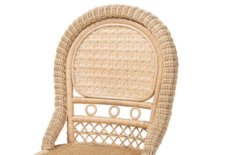 Adams Natural Brown Rattan 2Pc Dining Chair Set Baxton