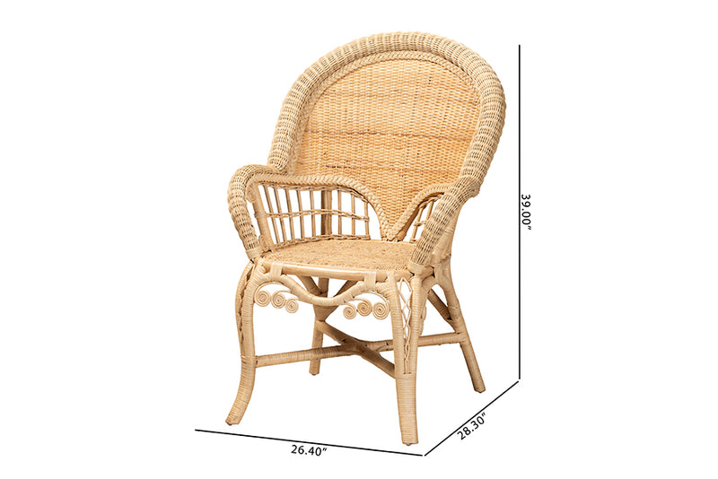 Espresso Modern Bohemian Natural Brown Rattan Accent Chair