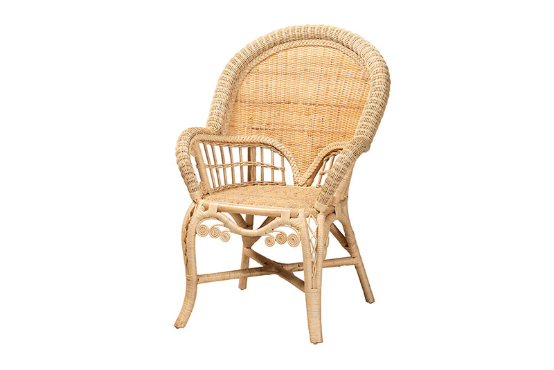 Espresso Modern Bohemian Natural Brown Rattan Accent Chair