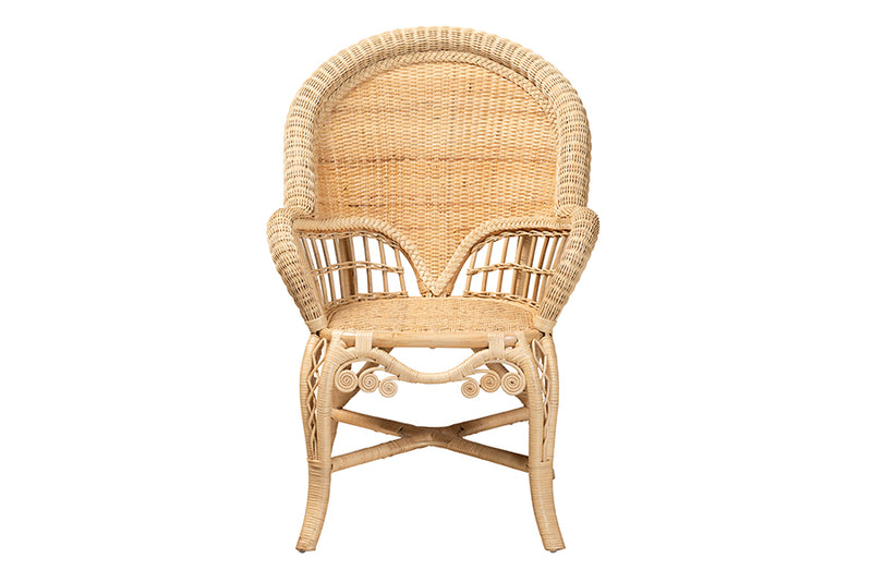 Espresso Modern Bohemian Natural Brown Rattan Accent Chair