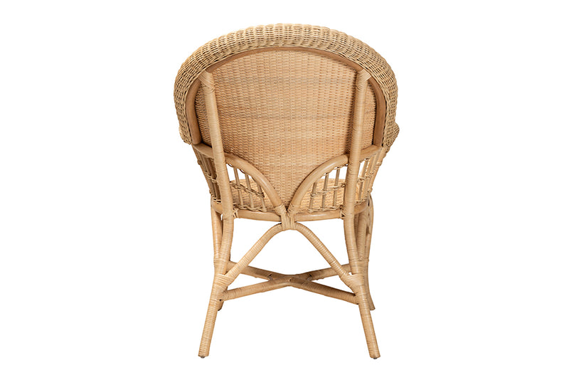 Espresso Modern Bohemian Natural Brown Rattan Accent Chair