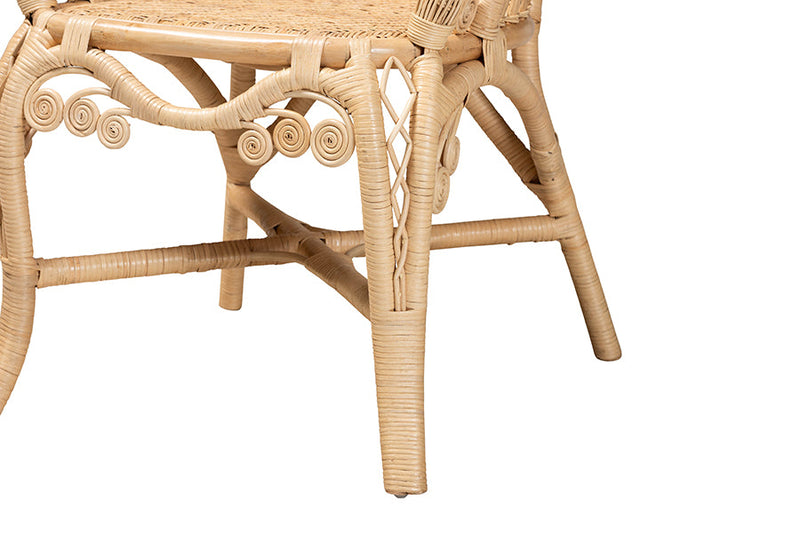 Espresso Natural Brown Rattan Accent Chair Baxton