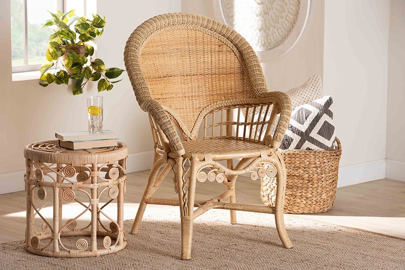 Espresso Natural Brown Rattan Accent Chair Baxton