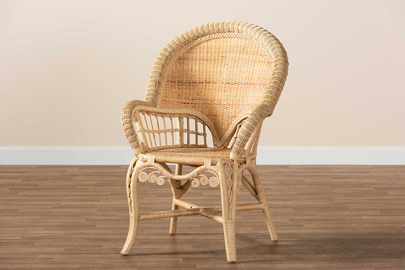 Espresso Modern Bohemian Natural Brown Rattan Accent Chair