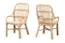 Kenji Natural Brown Rattan 2Pc Dining Chair Set Baxton