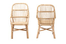 Kenji Natural Brown Rattan 2Pc Dining Chair Set Baxton