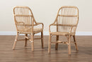 Kenji Natural Brown Rattan 2Pc Dining Chair Set Baxton