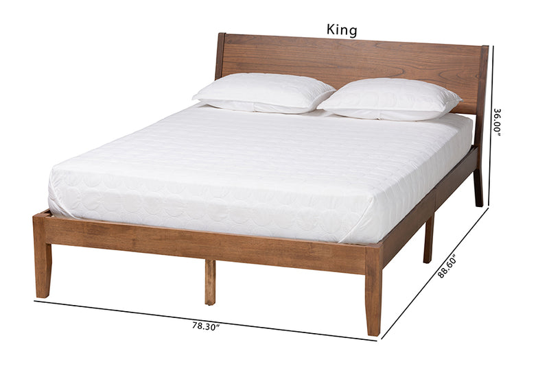 Olympia Mid-Century Modern Walnut Brown Finished Wood King Size Platform Bed