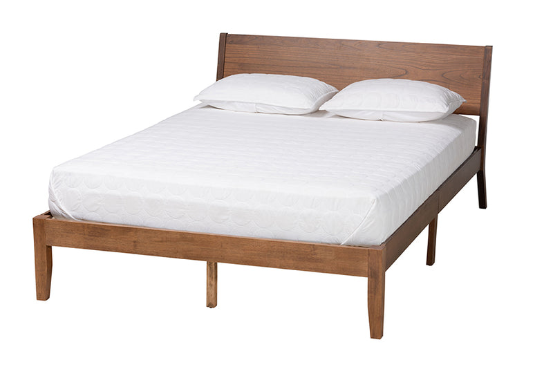 Olympia Mid-Century Modern Walnut Brown Finished Wood King Size Platform Bed