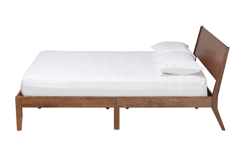 Olympia Mid-Century Modern Walnut Brown Finished Wood King Size Platform Bed