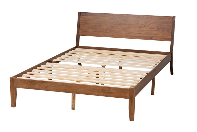 Olympia Mid-Century Modern Walnut Brown Finished Wood King Size Platform Bed