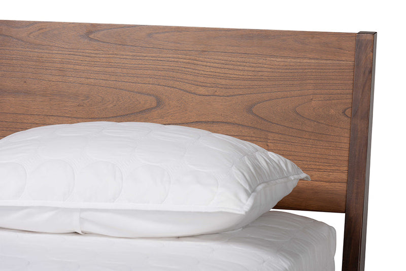 Olympia Walnut Brown Queen Size Platform Bed Baxton