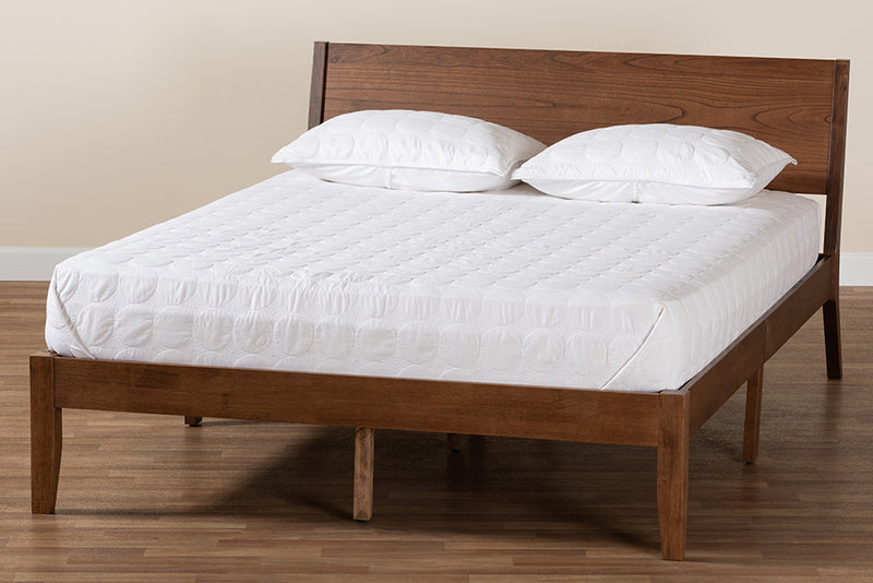 Olympia Mid-Century Modern Walnut Brown Finished Wood King Size Platform Bed