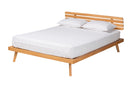 Ruana Modern Japandi Rustic Brown Queen Size Platform Bed Baxton