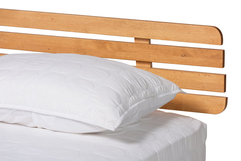 Ruana Modern Japandi Rustic Brown Queen Size Platform Bed Baxton
