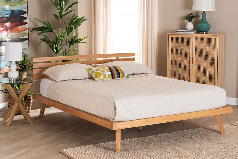 Ruana Modern Japandi Rustic Brown Finished Wood Full Size Platform Bed