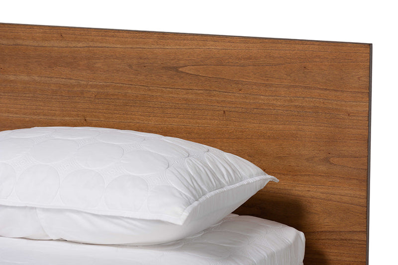 Salem Walnut Brown Queen Size Platform Bed Baxton