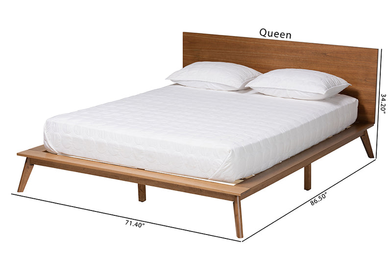 Salem Mid-Century Modern Walnut Brown Finished Wood King Size Platform Bed