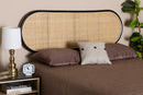 Morgan Two-Tone Black and Natural Brown Rattan Queen Size Standalone Headboard Baxton